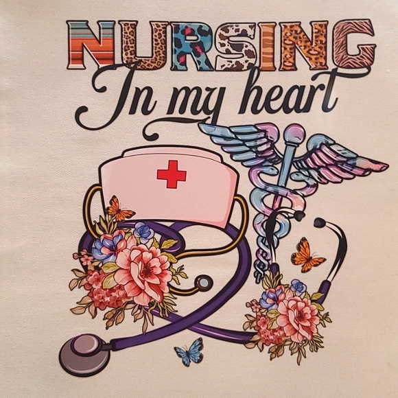 NURSING Canvas Shoulder Tote Bag NWT - Picture 2 of 3